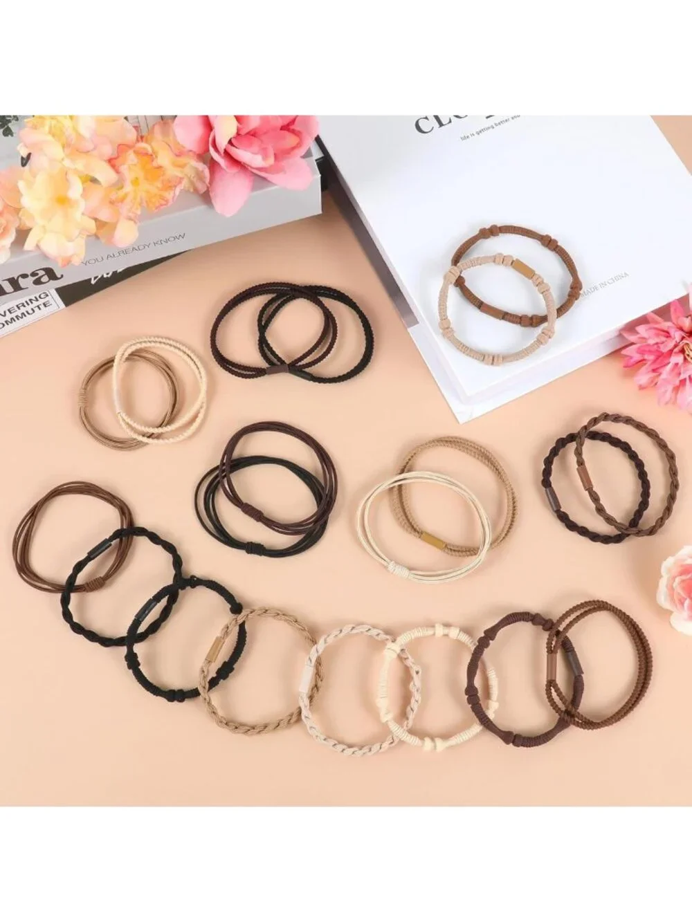 20 PCS Boho Hair Ties - Cute No Damage Hair Tie Bracelets for Women